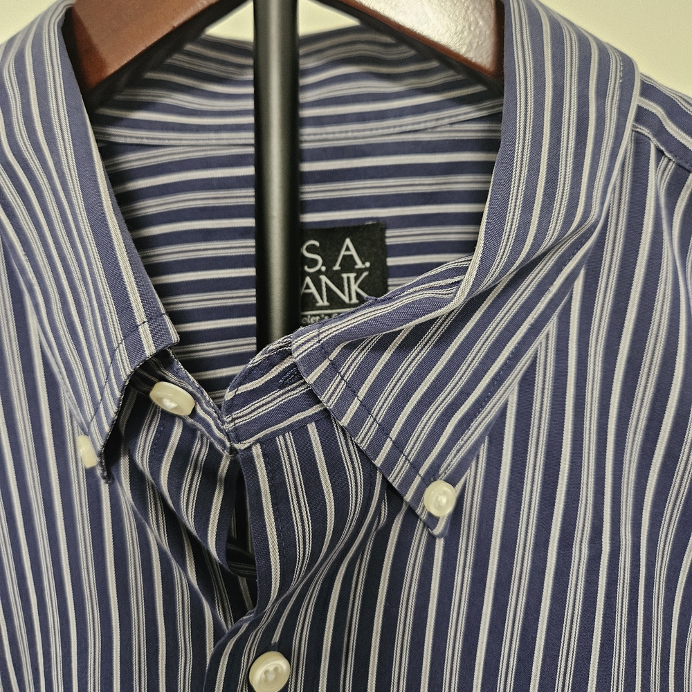 Jos. A. Bank Navy and White Striped Button Down Shirt - Picture 2 of 5